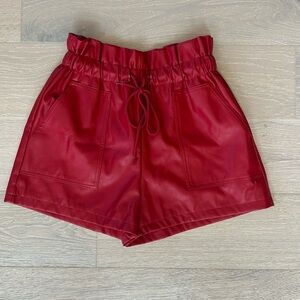 Whiteroom&cactus vegan red leather shorts